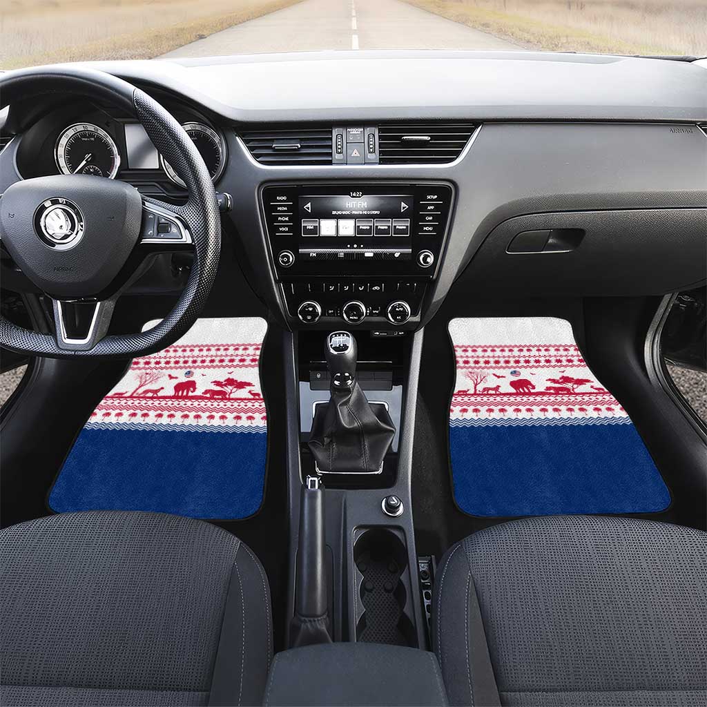 Liberia Christmas Car Mats Red Wildlife Silhouettes and White Blue Holiday - African Pride