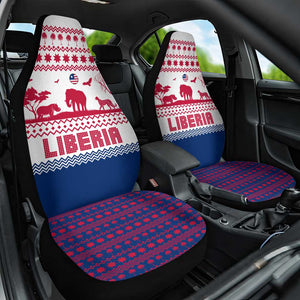 Liberia Christmas Car Seat Cover Red Wildlife Silhouettes and White Blue Holiday - African Pride