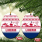 Liberia Christmas Ceramic Ornament Red Wildlife Silhouettes and White Blue Holiday - African Pride
