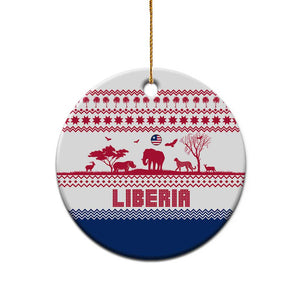 Liberia Christmas Ceramic Ornament Red Wildlife Silhouettes and White Blue Holiday - African Pride