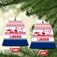 Liberia Christmas Ceramic Ornament Red Wildlife Silhouettes and White Blue Holiday - African Pride