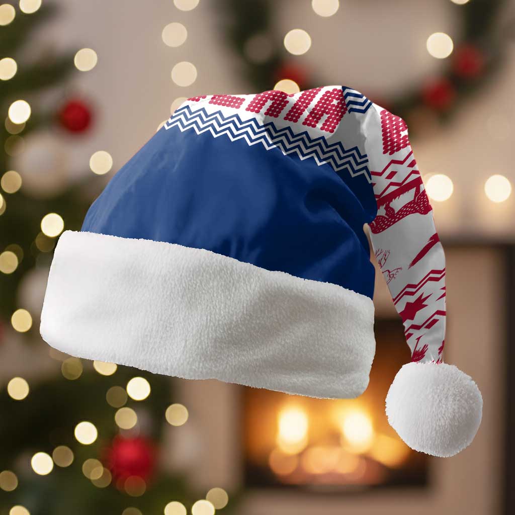 Liberia Christmas Santa Hat Red Wildlife Silhouettes and White Blue Holiday - African Pride