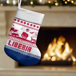 Liberia Christmas Stocking Red Wildlife Silhouettes and White Blue Holiday - African Pride