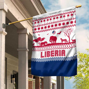 Liberia Christmas Garden Flag Red Wildlife Silhouettes and White Blue Holiday - African Pride
