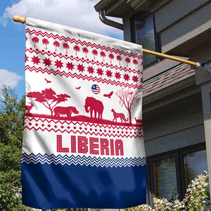 Liberia Christmas Garden Flag Red Wildlife Silhouettes and White Blue Holiday - African Pride