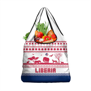 Liberia Christmas Grocery Bag Red Wildlife Silhouettes and White Blue Holiday - African Pride
