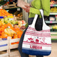 Liberia Christmas Grocery Bag Red Wildlife Silhouettes and White Blue Holiday - African Pride