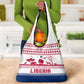 Liberia Christmas Grocery Bag Red Wildlife Silhouettes and White Blue Holiday - African Pride