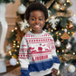 Liberia Christmas Kid Ugly Christmas Sweater Red Wildlife Silhouettes and White Blue Holiday - African Pride