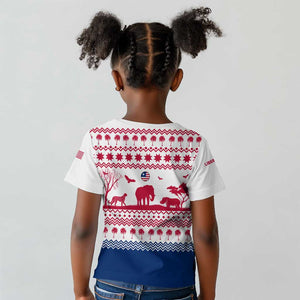 Liberia Christmas Kid T shirt Red Wildlife Silhouettes and White Blue Holiday - African Pride