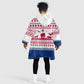 Liberia Christmas Kid Wearable Blanket Hoodie Red Wildlife Silhouettes and White Blue Holiday - African Pride