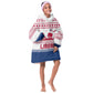 Liberia Christmas Kid Wearable Blanket Hoodie Red Wildlife Silhouettes and White Blue Holiday - African Pride