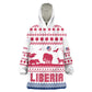 Liberia Christmas Kid Wearable Blanket Hoodie Red Wildlife Silhouettes and White Blue Holiday - African Pride