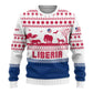 Liberia Christmas Ugly Christmas Sweater Red Wildlife Silhouettes and White Blue Holiday - African Pride