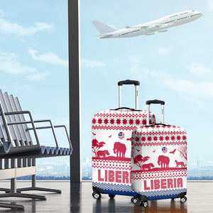 Liberia Christmas Luggage Cover Red Wildlife Silhouettes and White Blue Holiday - African Pride