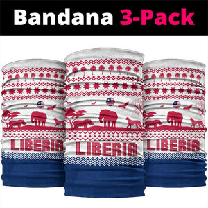 Liberia Christmas Neck Gaiter Red Wildlife Silhouettes and White Blue Holiday - African Pride