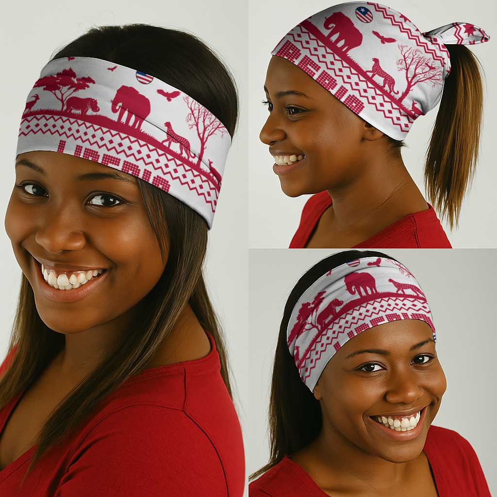 Liberia Christmas Neck Gaiter Red Wildlife Silhouettes and White Blue Holiday - African Pride