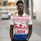 Liberia Christmas Polo Shirt Red Wildlife Silhouettes and White Blue Holiday - African Pride