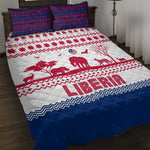 Liberia Christmas Quilt Bed Set Red Wildlife Silhouettes and White Blue Holiday - African Pride