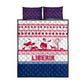 Liberia Christmas Quilt Bed Set Red Wildlife Silhouettes and White Blue Holiday - African Pride