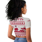 Liberia Christmas Raglan Cropped T shirt Red Wildlife Silhouettes and White Blue Holiday - African Pride
