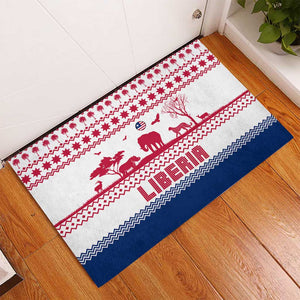 Liberia Christmas Rubber Doormat Red Wildlife Silhouettes and White Blue Holiday - African Pride
