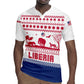 Liberia Christmas Rugby Jersey Red Wildlife Silhouettes and White Blue Holiday - African Pride