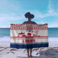Liberia Christmas Sarong Red Wildlife Silhouettes and White Blue Holiday - African Pride