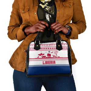 Liberia Christmas Shoulder Handbag Red Wildlife Silhouettes and White Blue Holiday - African Pride
