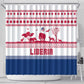 Liberia Christmas Shower Curtain Red Wildlife Silhouettes and White Blue Holiday - African Pride
