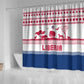 Liberia Christmas Shower Curtain Red Wildlife Silhouettes and White Blue Holiday - African Pride
