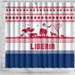 Liberia Christmas Shower Curtain Red Wildlife Silhouettes and White Blue Holiday - African Pride