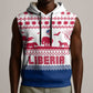 Liberia Christmas Sleeveless Hoodie Red Wildlife Silhouettes and White Blue Holiday - African Pride