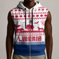 Liberia Christmas Sleeveless Zip Hoodie Red Wildlife Silhouettes and White Blue Holiday - African Pride