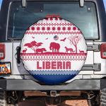 Liberia Christmas Spare Tire Cover Red Wildlife Silhouettes and White Blue Holiday - African Pride