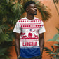 Liberia Christmas T shirt Red Wildlife Silhouettes and White Blue Holiday - African Pride