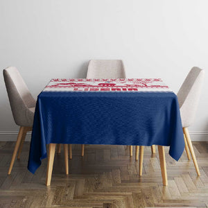 Liberia Christmas Tablecloth Red Wildlife Silhouettes and White Blue Holiday - African Pride