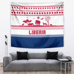 Liberia Christmas Tapestry Red Wildlife Silhouettes and White Blue Holiday - African Pride
