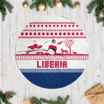 Liberia Christmas Tree Skirt Red Wildlife Silhouettes and White Blue Holiday - African Pride