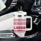 Liberia Christmas Tumbler With Handle Red Wildlife Silhouettes and White Blue Holiday - African Pride