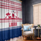 Liberia Christmas Window Curtain Red Wildlife Silhouettes and White Blue Holiday - African Pride