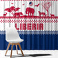 Liberia Christmas Window Curtain Red Wildlife Silhouettes and White Blue Holiday - African Pride