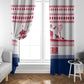 Liberia Christmas Window Curtain Red Wildlife Silhouettes and White Blue Holiday - African Pride
