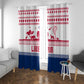 Liberia Christmas Window Curtain Red Wildlife Silhouettes and White Blue Holiday - African Pride