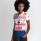 Liberia Christmas Women Polo Shirt Red Wildlife Silhouettes and White Blue Holiday - African Pride