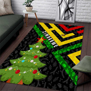 Zimbabwe Christmas Area Rug Flag Colors Xmas Tree and Holiday - African Pride