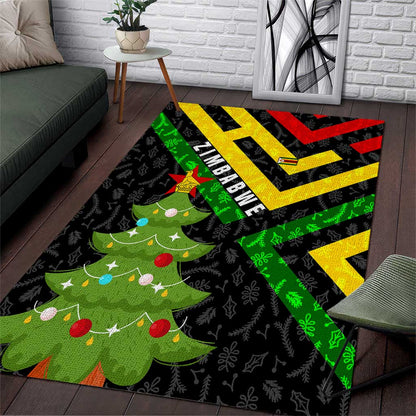 Zimbabwe Christmas Area Rug Flag Colors Xmas Tree and Holiday - African Pride