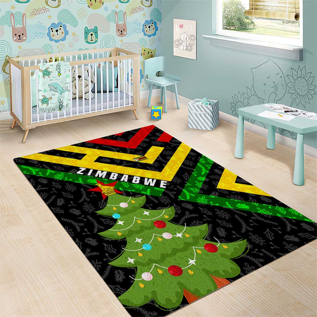 Zimbabwe Christmas Area Rug Flag Colors Xmas Tree and Holiday - African Pride