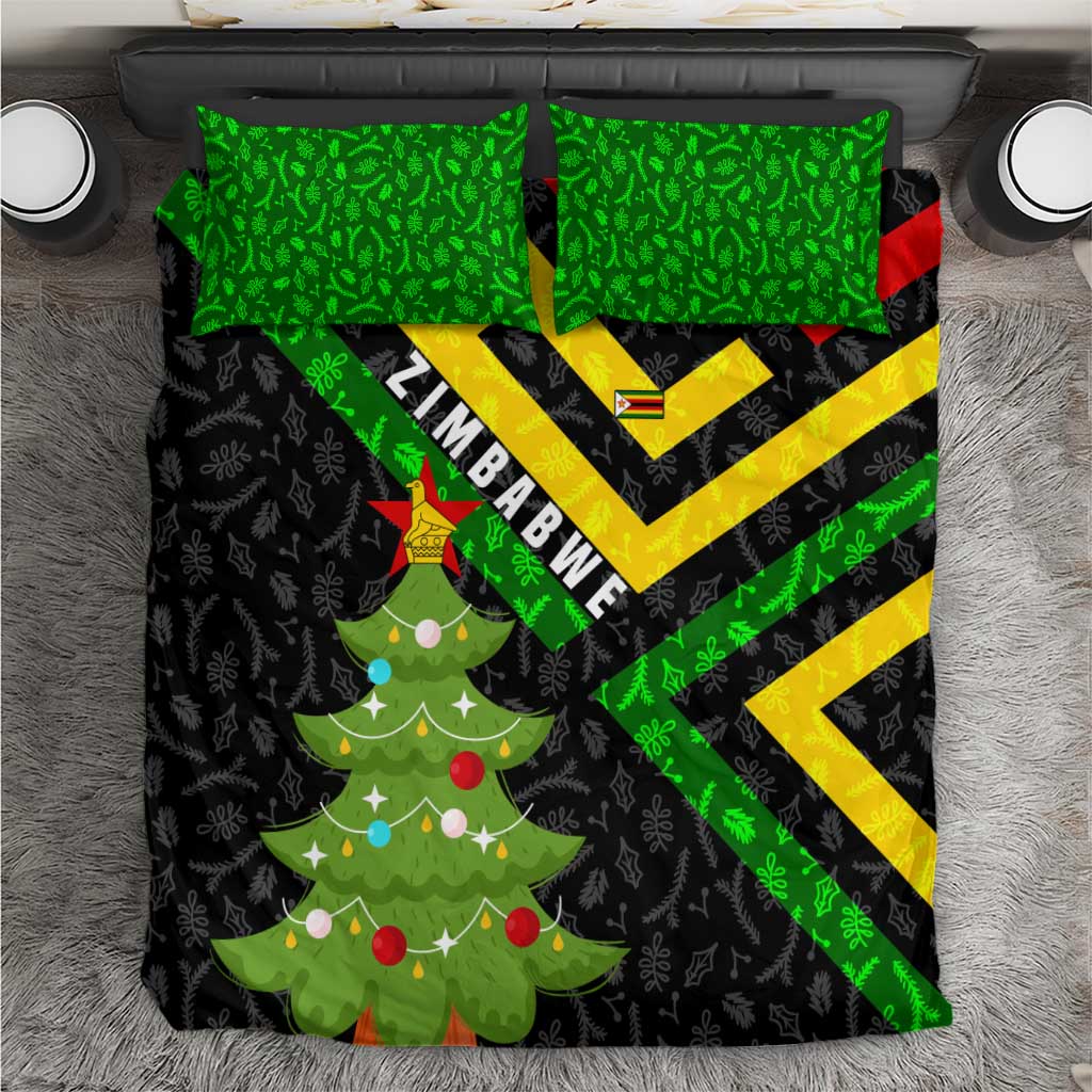 Zimbabwe Christmas Bedding Set Flag Colors Xmas Tree and Holiday - African Pride