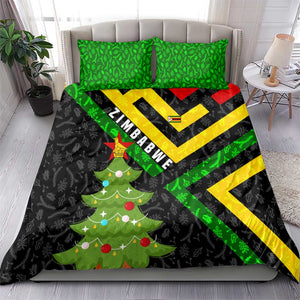 Zimbabwe Christmas Bedding Set Flag Colors Xmas Tree and Holiday - African Pride